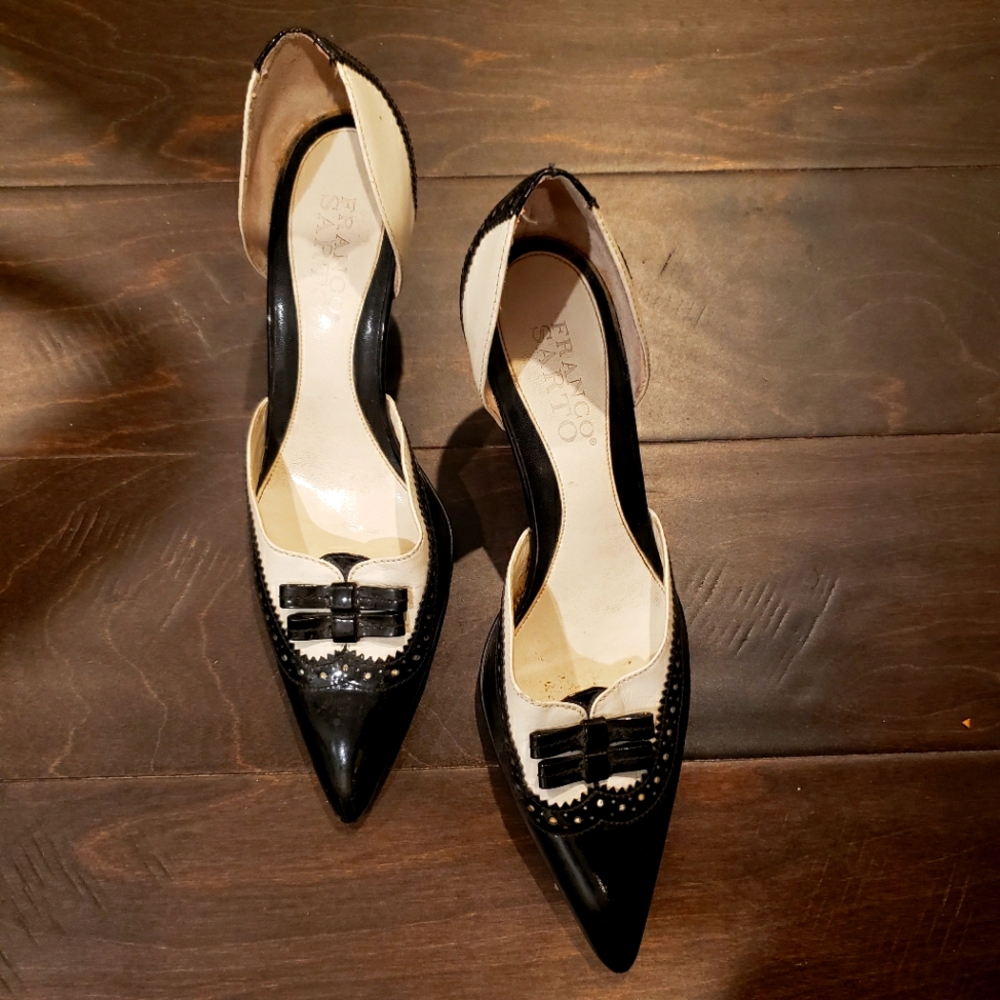 Franco Sarto black white tuxedo heels size 6.5
